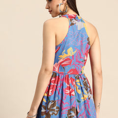 Floral Print Peplum Longline Top