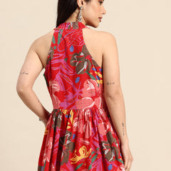 Floral Print Peplum Longline Top