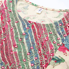 Women's Floral Embroidered Cotton Kurta and Trousers With Dupatta Set
