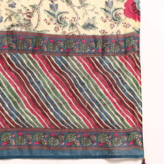 Women's Floral Embroidered Cotton Kurta and Trousers With Dupatta Set