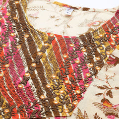 Women's Floral Embroidered Cotton Kurta and Trousers With Dupatta Set