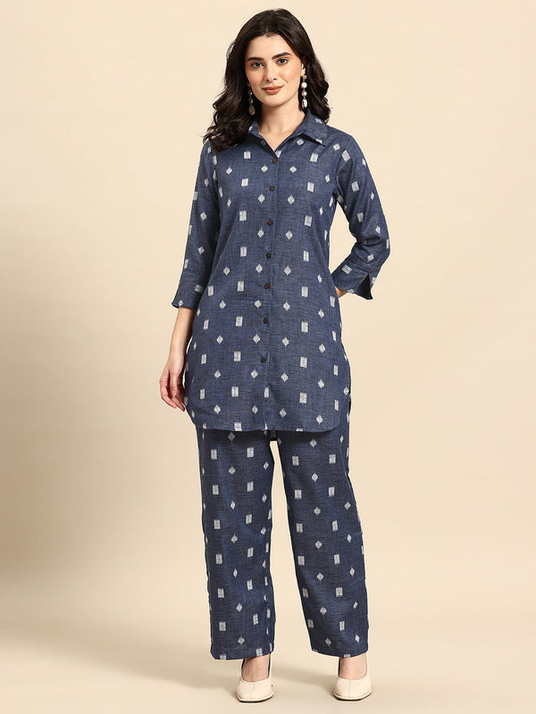Geometric Self Design Lurex Detail Pure Cotton Co-Ords