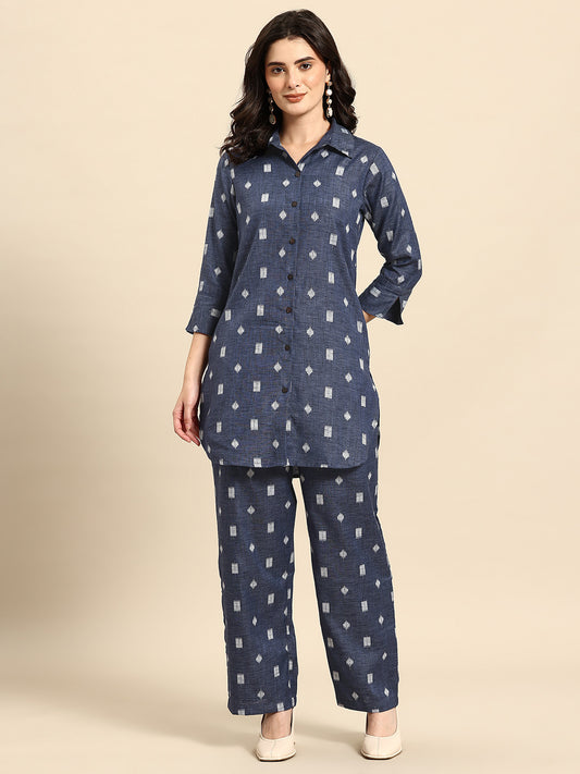 Geometric Self Design Lurex Detail Pure Cotton Co-Ords