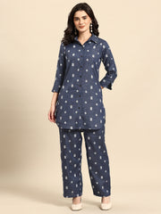 Geometric Self Design Lurex Detail Pure Cotton Co-Ords