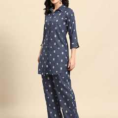 Geometric Self Design Lurex Detail Pure Cotton Co-Ords