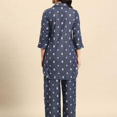 Geometric Self Design Lurex Detail Pure Cotton Co-Ords