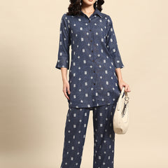 Geometric Self Design Lurex Detail Pure Cotton Co-Ords