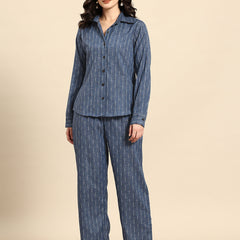 Self-Striped Pure Cotton Co-Ords