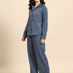 Self-Striped Pure Cotton Co-Ords