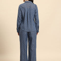 Self-Striped Pure Cotton Co-Ords