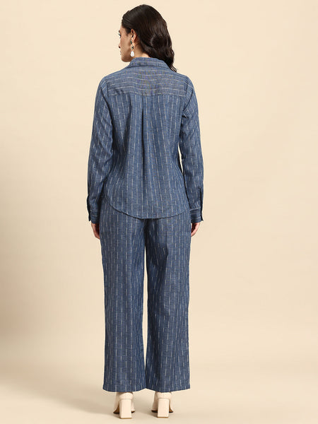 Self-Striped Pure Cotton Co-Ords