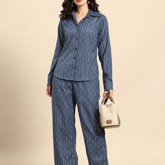 Self-Striped Pure Cotton Co-Ords