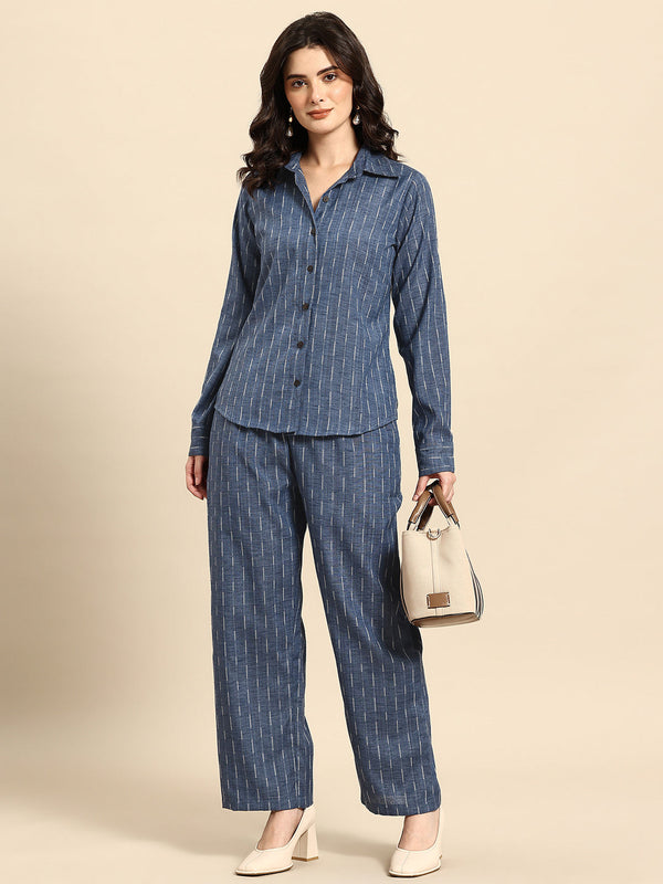 Self-Striped Pure Cotton Co-Ords