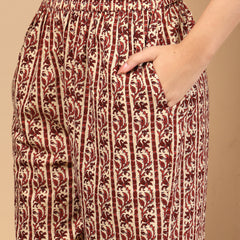 Women's Floral Printed Sequinned Pure Cotton Kurta and Palazzos With Dupatta Set