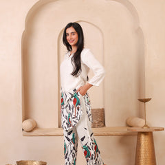 Casual Printed V-Neck Tunic with Trousers