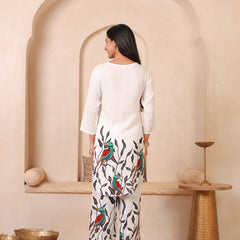 Casual Printed V-Neck Tunic with Trousers