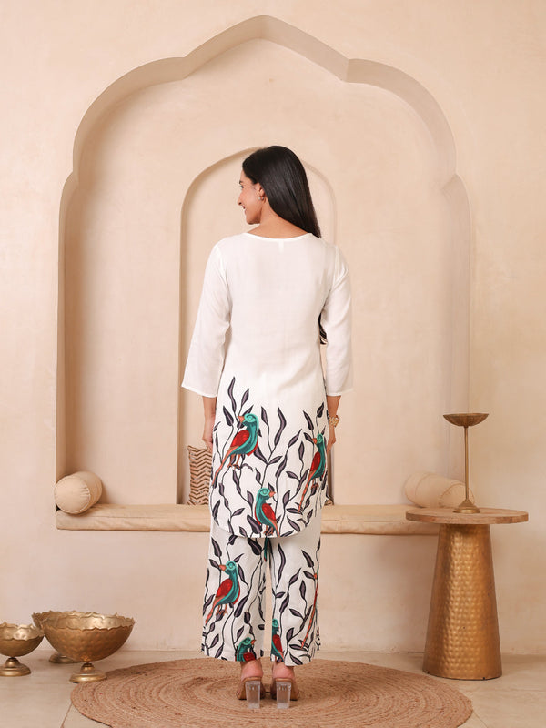 Casual Printed V-Neck Tunic with Trousers