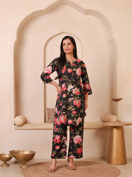 Floral Printed Top With Palazzo Co-Ords