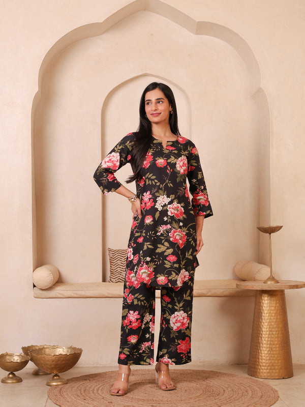 Floral Printed Top With Palazzo Co-Ords