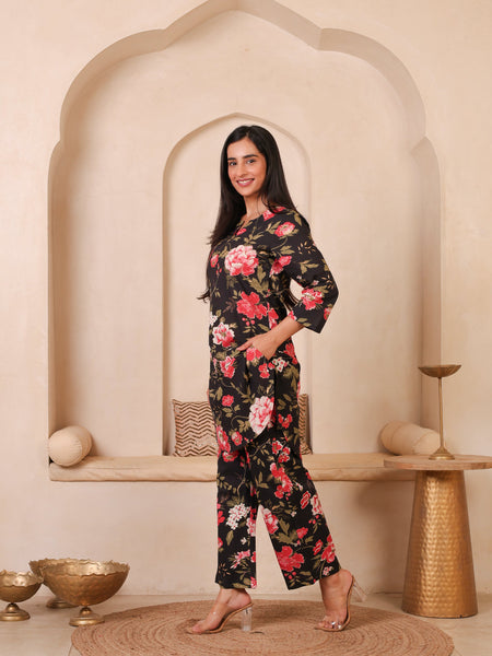 Floral Printed Top With Palazzo Co-Ords