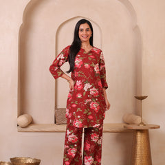 Floral Printed Top With Palazzo Co-Ords
