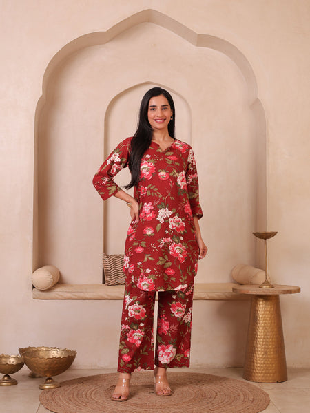 Floral Printed Top With Palazzo Co-Ords