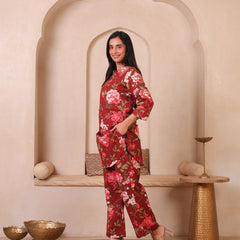 Floral Printed Top With Palazzo Co-Ords
