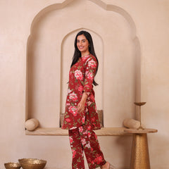 Floral Printed Top With Palazzo Co-Ords