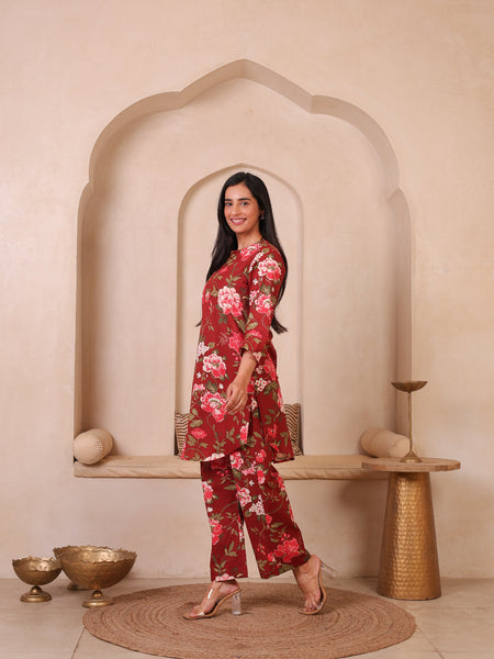 Floral Printed Top With Palazzo Co-Ords