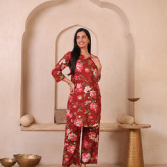Floral Printed Top With Palazzo Co-Ords