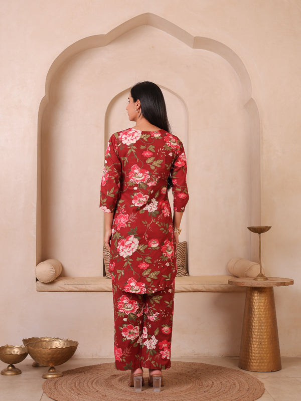 Floral Printed Top With Palazzo Co-Ords
