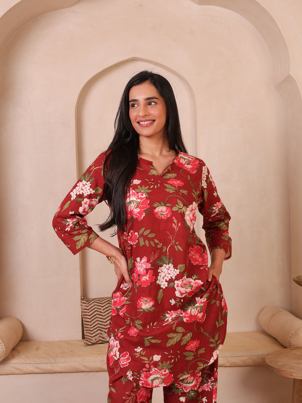 Floral Printed Top With Palazzo Co-Ords