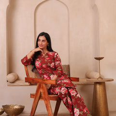 Floral Printed Top With Palazzo Co-Ords