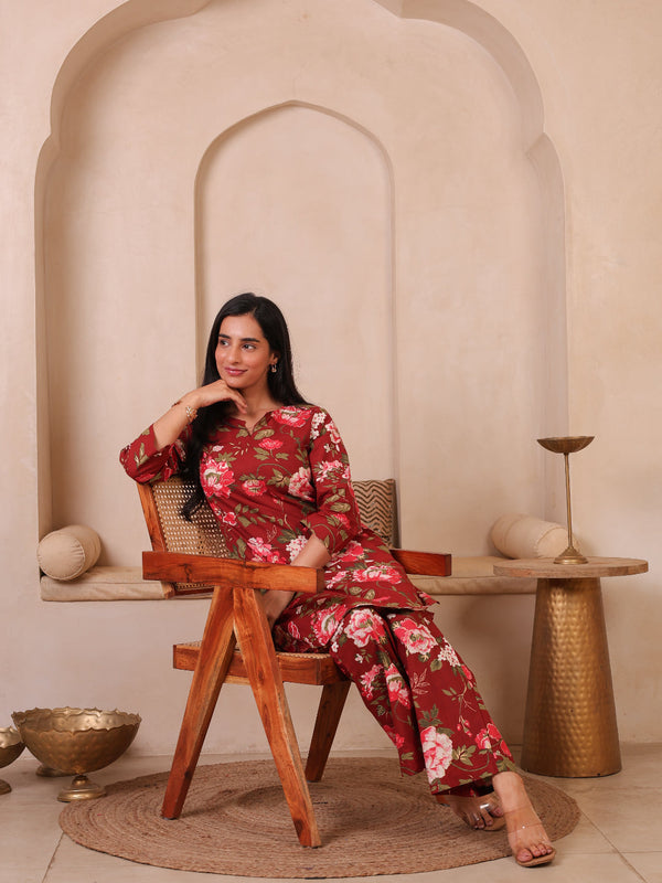 Floral Printed Top With Palazzo Co-Ords