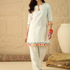 Cotton Embroidered Top With Palazzo