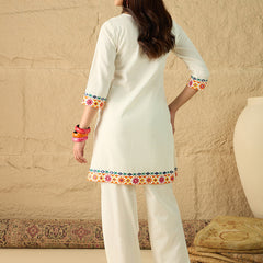 Cotton Embroidered Top With Palazzo