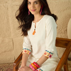 Cotton Embroidered Top With Palazzo