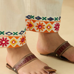 Cotton Embroidered Top With Palazzo