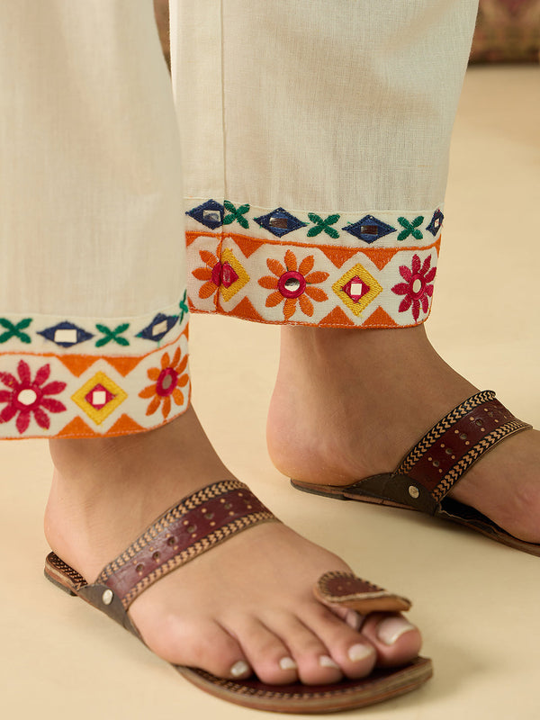 Cotton Embroidered Top With Palazzo