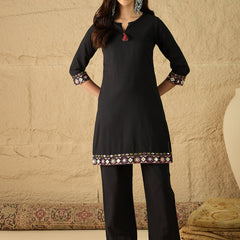 Cotton Embroidered Top With Palazzo