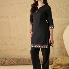 Cotton Embroidered Top With Palazzo