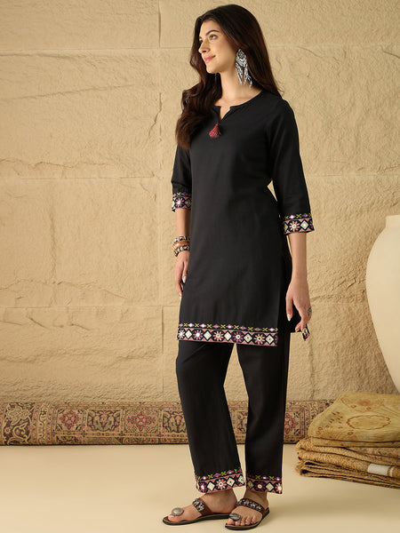 Cotton Embroidered Top With Palazzo