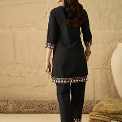 Cotton Embroidered Top With Palazzo