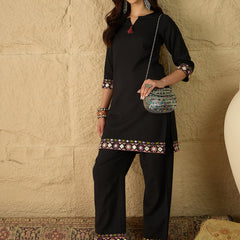 Cotton Embroidered Top With Palazzo