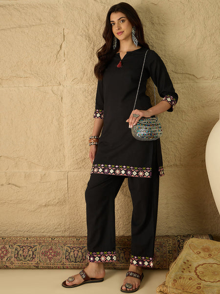 Cotton Embroidered Top With Palazzo