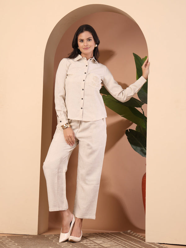 Embroidered Shirt with Trousers