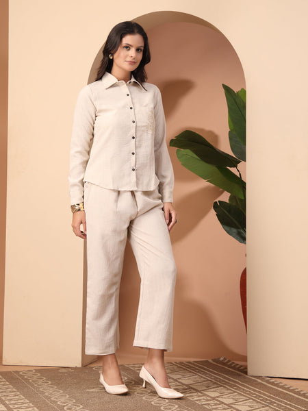 Embroidered Shirt with Trousers