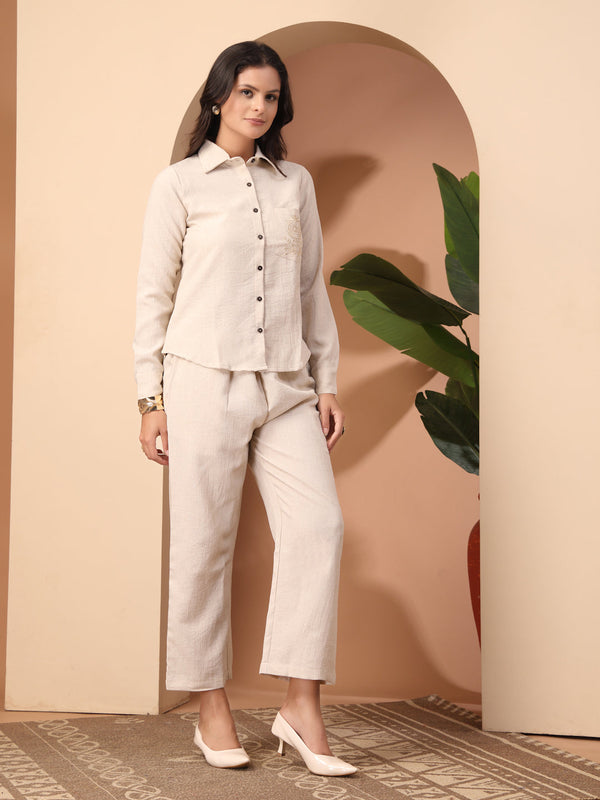 Embroidered Shirt with Trousers
