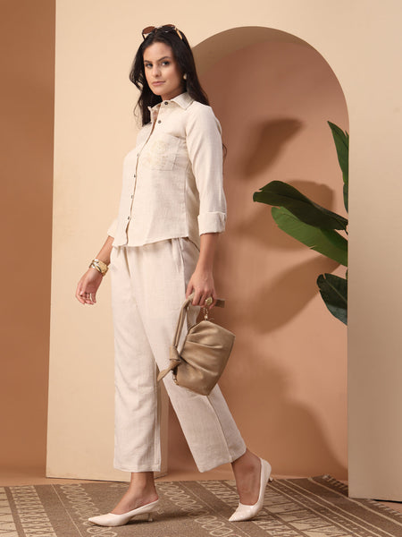 Embroidered Shirt with Trousers