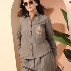 Embroidered Shirt with Trousers